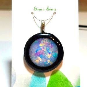 handcrafted resin necklace pendant faux opal